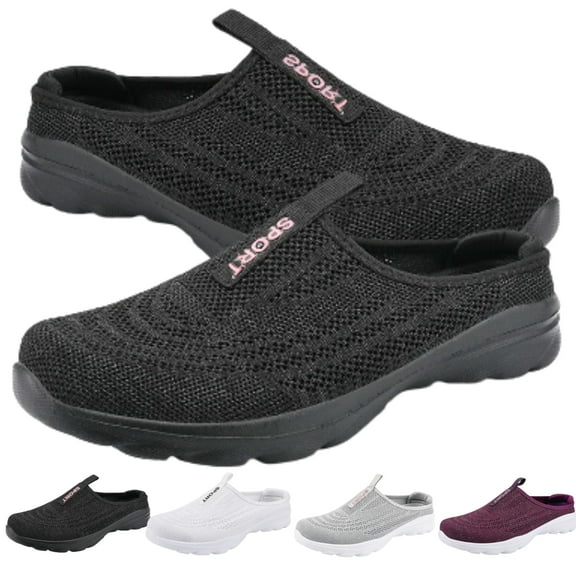 CHICVOMEY Clogs Mules for Women Shoes Slip on Sneakers Flats Lightweight Breathable Mesh Comfort Walking Shoes