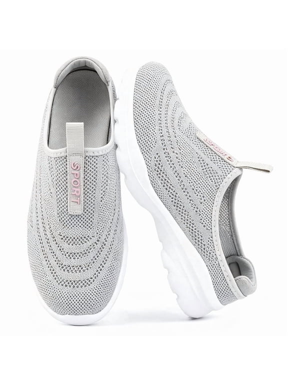 Clogs Mules for Women Shoes Slip on Sneakers Flats Lightweight Breathable Mesh Comfort Walking Shoes