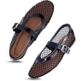 thumbnail image 1 of CHICVOMEY Mesh Shoes for Women Breathable Ballet Flats with Buckle Fashion Fishnet Flats for Women Casual Work Fashion Flats, 1 of 9