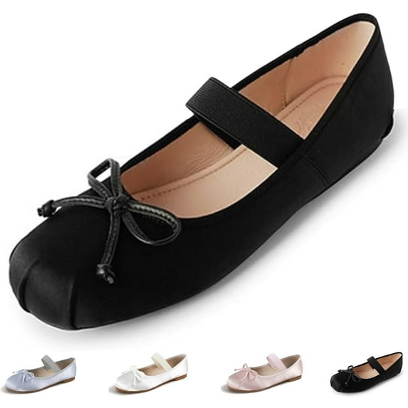 CHICVOMEY Vintage Flats for Women Comfort Ballet Flats Satin Up Dress Flats Comfort Casual Flats with Memory Foam Insole Wide Feet Friendly