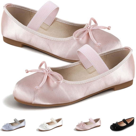CHICVOMEY Vintage Flats for Women Comfort Ballet Flats Satin Up Dress Flats Comfort Casual Flats with Memory Foam Insole Wide Feet Friendly