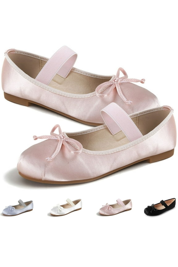 Vintage Flats for Women Comfort Ballet Flats Satin Up Dress Flats Comfort Casual Flats with Memory Foam Insole Wide Feet Friendly