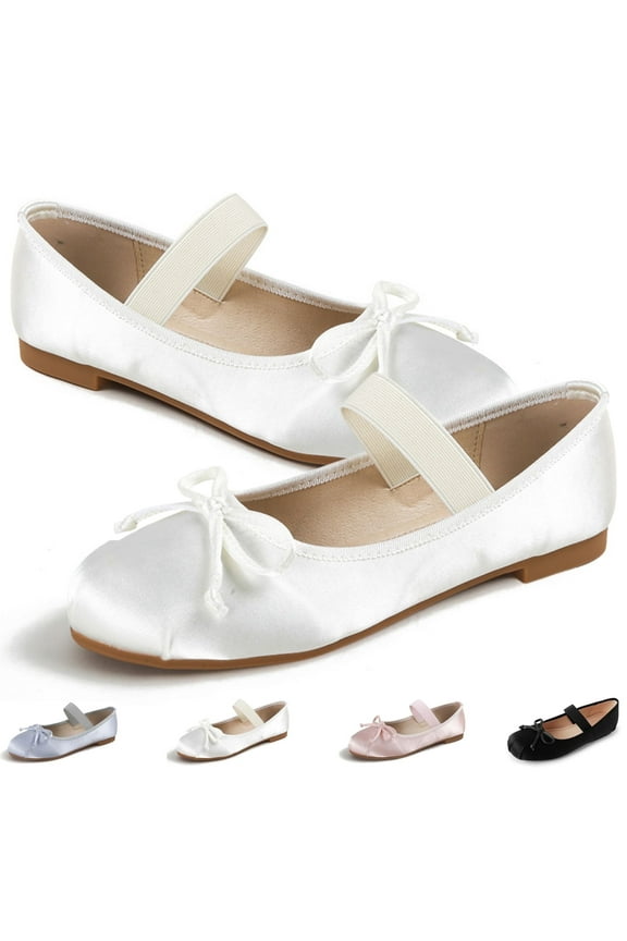 Vintage Flats for Women Comfort Ballet Flats Satin Up Dress Flats Comfort Casual Flats with Memory Foam Insole Wide Feet Friendly