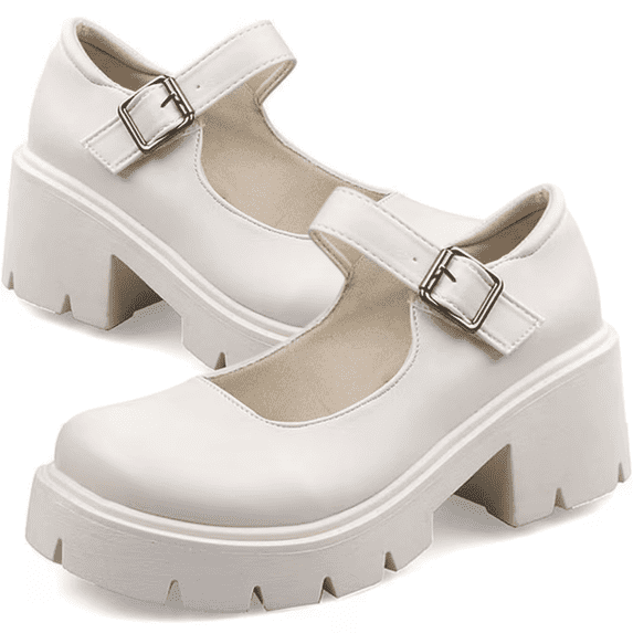 CHICVOMEY Vintage Mary Janes Shoes for Women Chunky Platform Mary Janes Pumps with Ankle Strap Mary Janes Dressy Shoes Casual & School