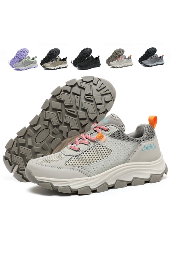 Women's Hiking Sneakers Breathable Lightweight Walking Shoes Orthopedic Support Arch Comfort Trail Running Gym Workout Shoes