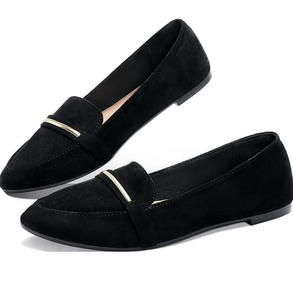 CHICVOMEY Women's Penny Pointy Toe Loafers & Slip-ons Flats Suede Comfort Office Work Driving Shoes