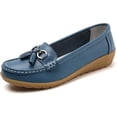 thumbnail image 1 of CHICVOMEY Womens Classic Genuine Leather Platform Loafers Casual Comfort Slip-On Boat Shoes with Soft Sole Driving Walking Moccasins Dress Shoes, 1 of 7