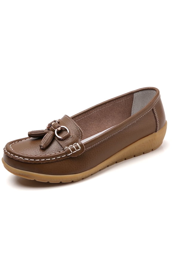 Womens Classic Genuine Leather Platform Loafers Casual Comfort Slip-On Boat Shoes with Soft Sole Driving Walking Moccasins Dress Shoes