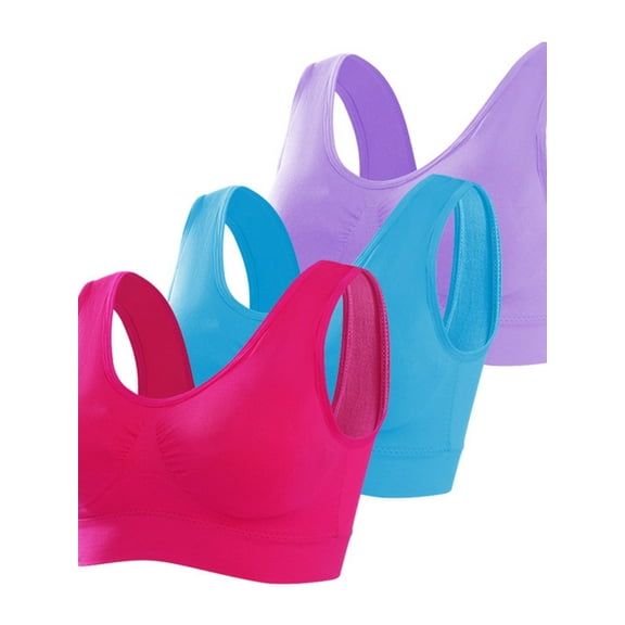 PPCHVOY 3-Pack Sports Bras for Women High Impact Yoga Running Bras with Removable Pads, Plus Size S-7XL Wirefree Vest Style Workout Tank Tops