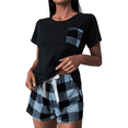 thumbnail image 1 of PPCHVOY Women's Checkered Pajamas Set Milk Silk Summer Sleepwear Soft Shorts&Tee Loungewear for Women S-XL, 1 of 5