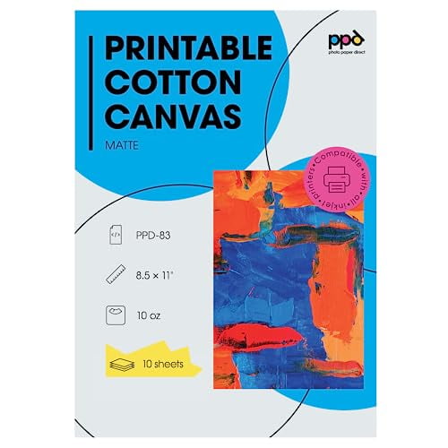 PPD Inkjet Canvas 100 Real Printable - PPD Inkjet Canvas 100 Real Printable Cotton LTR 8 5 X 11 125lbs 340gsm 17mil X 10 Sheets PPD083 10 1827bdf5 Dd83 42d2 Bc25 A93ba3d75e6e.20517bf1df576d1bc945c790427d9a22 