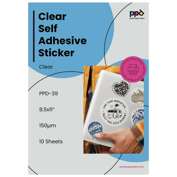 Photo Paper Direct Clear Self Adhesive Sticker Stickers 8.5 x 11 (10 Pack)
