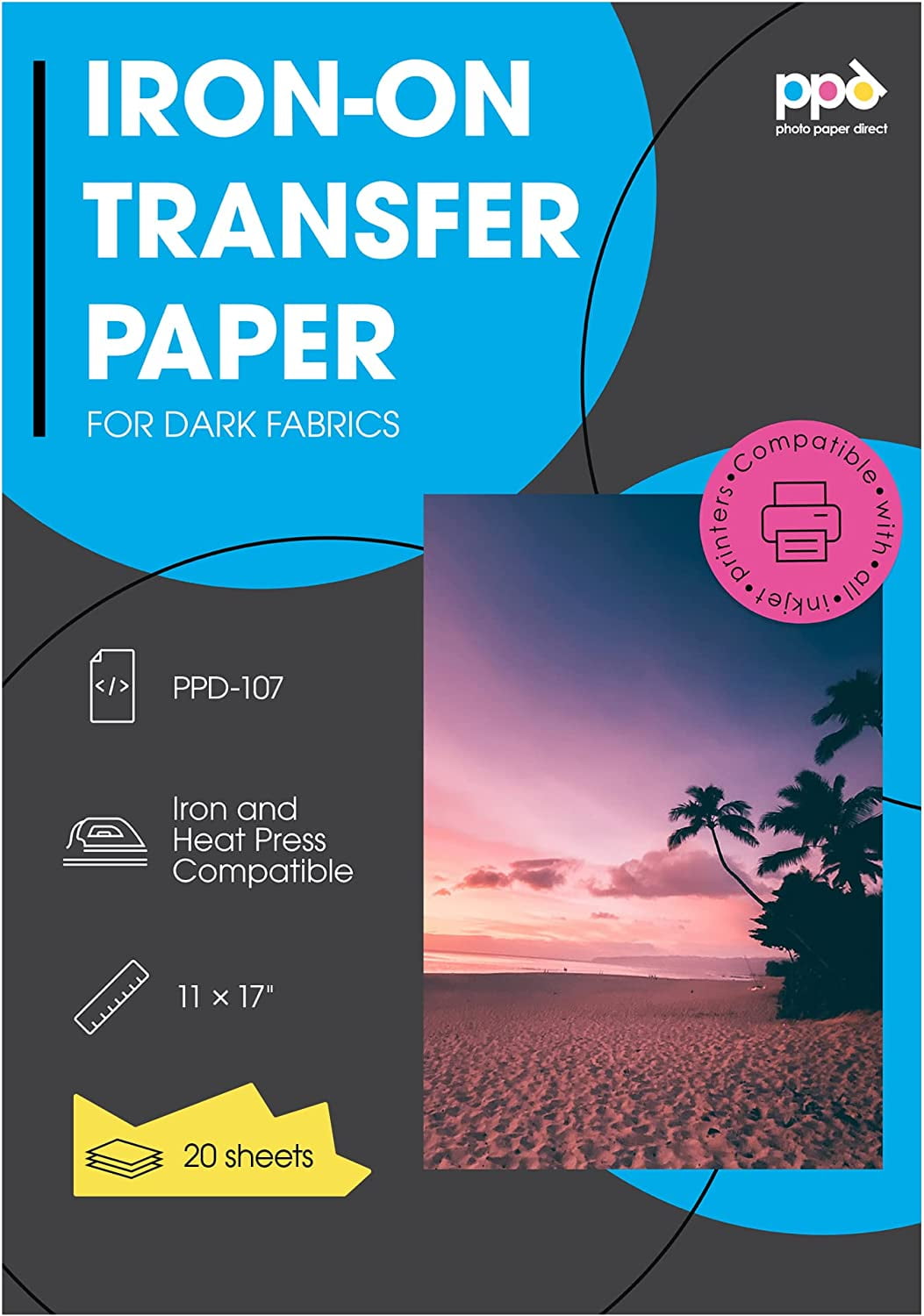 Printworks Dark & Light T-Shirt Transfers for Inkjet Printers, 5
