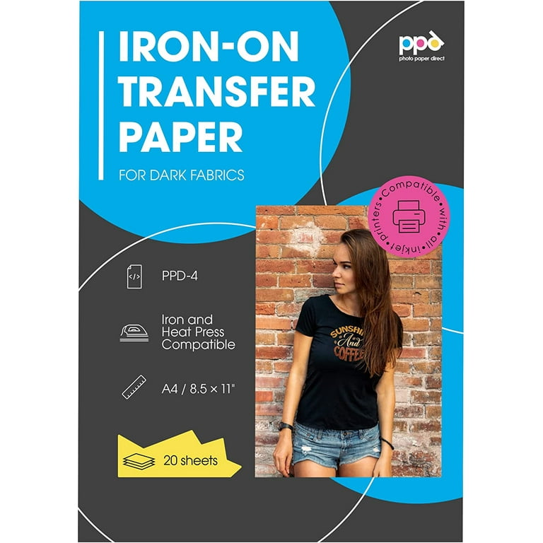  Heat Transfer Paper for Dark Fabrics, Inkjet Iron on Sublimation  Paper 8.5x11.7”A4 20 Sheet Dark Transfer Paper for T-Shirt, Totes, Bags for  Any Inkjet Printer : Office Products