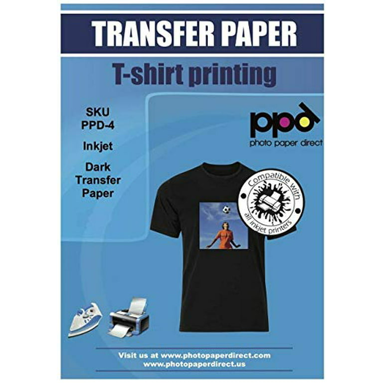 PPD Inkjet Premium Iron-On White and Light Colored T Shirt Transfers Paper LTR 8.5x11” Pack of 20 Sheets (PPD001-20)