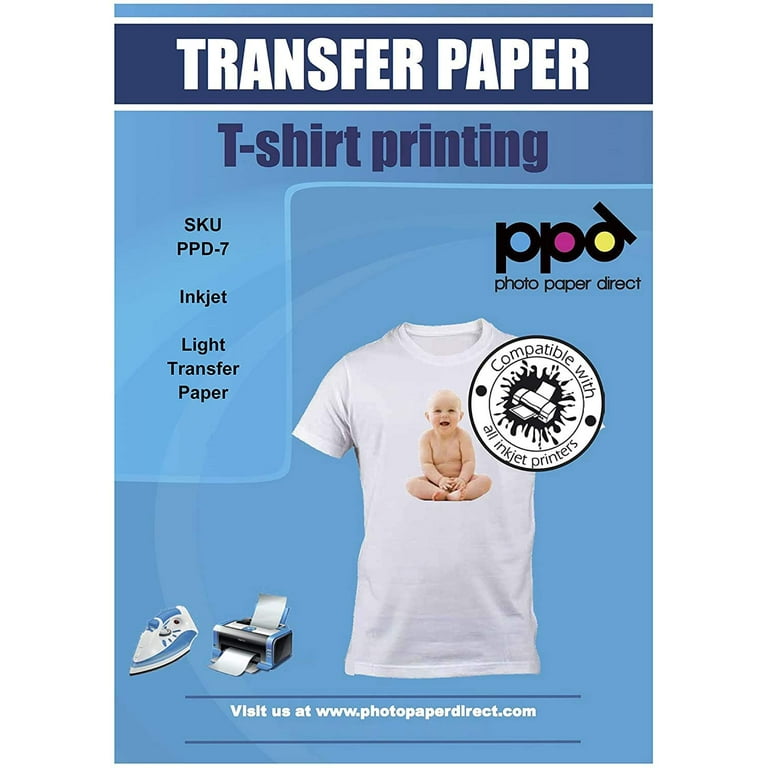 PPD Inkjet Premium Iron-On Light T Shirt Transfer Paper 11 x 17 Pack of 10  Sheets (PPD007-10) 