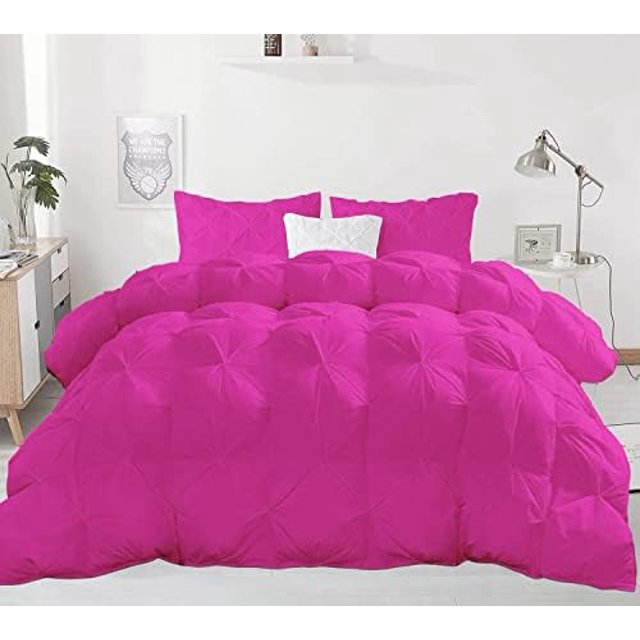 PPDMBIUU Pinch Pleated Soft 400 GSM All Season Ivory 5 Piece Queen Size