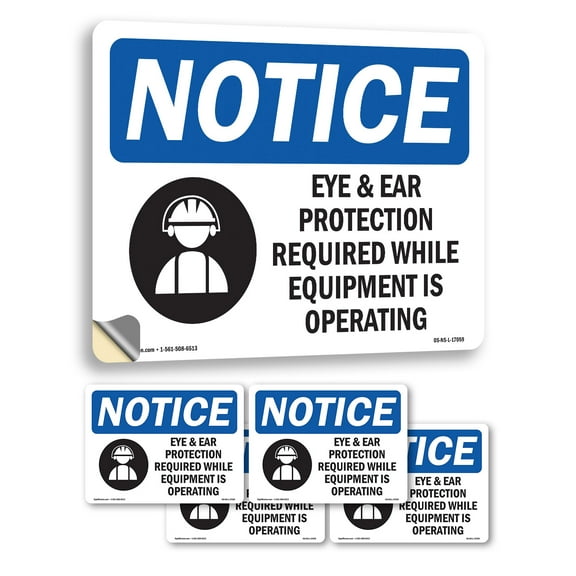 PPE Multiple OSHA Notice Vinyl Decal Label 5 Inch x 3.5 Inch - 5 Pack