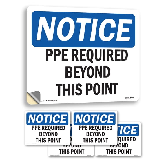 PPE Required Beyond This Point OSHA Notice Vinyl Decal Label 18 Inch x ...