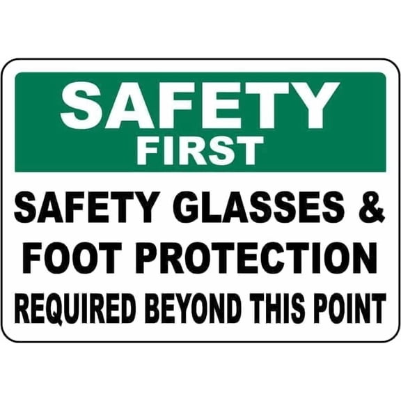 PPE Required Beyond This Point Personal Protection Foot Metal Sign, Safety Plaque for Yard Fence Gate, Workplace Protective Gear Sign, 8x12 Inch