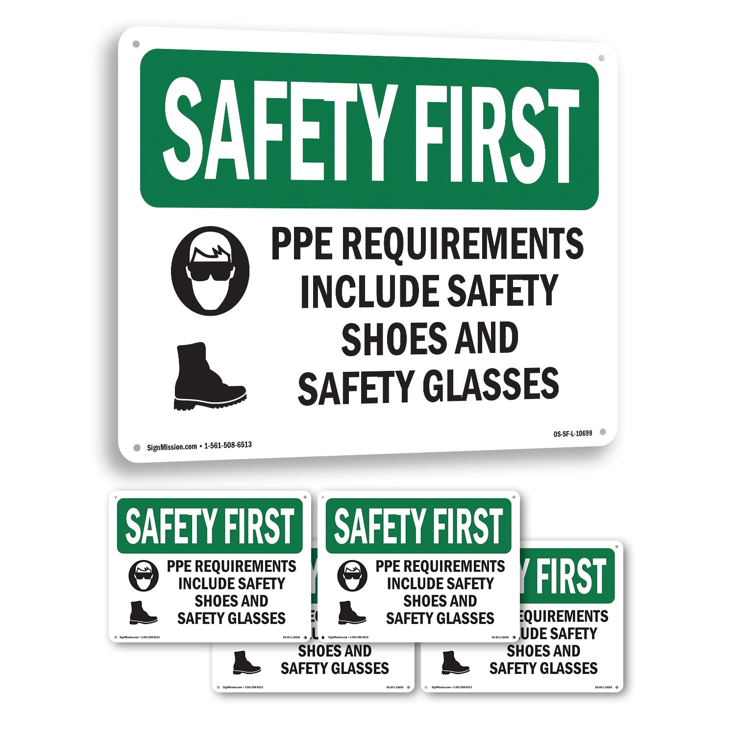 PPE Requirements Include Safety With Symbol OSHA SAFETY FIRST Aluminum ...