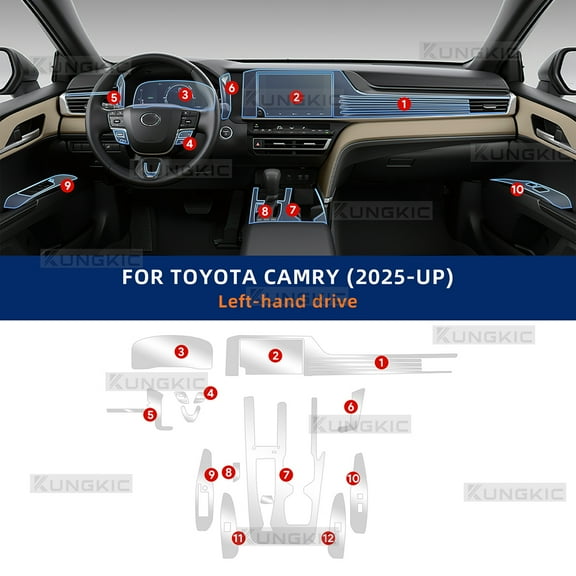 PPF Protection Film Toyota Camry XV80 Interior Transparent TPU Navigation Gear Panel Center Console