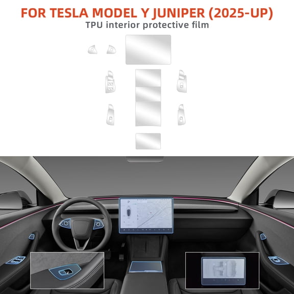 PPF Transparent Car Interior Protection Film TPU for 2025-Up Tesla model Y Juniper Precut 8.5Mil Car Paint Protective Film TPU HD Film Scratch Protector Interior Accessories,24pcs