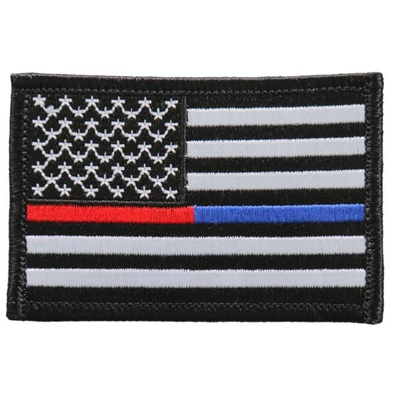 PPF5113 Thin Line Patch - Blue & Red - 3 x 2 in. - Iron-On/Sew-On - Heat-Sealed Backing