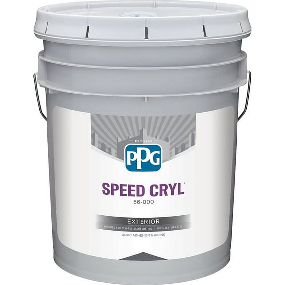 PPG SPEED CRYL 56-510XI/05 Exterior Latex Paint, Semi-Gloss, White, 5 gal