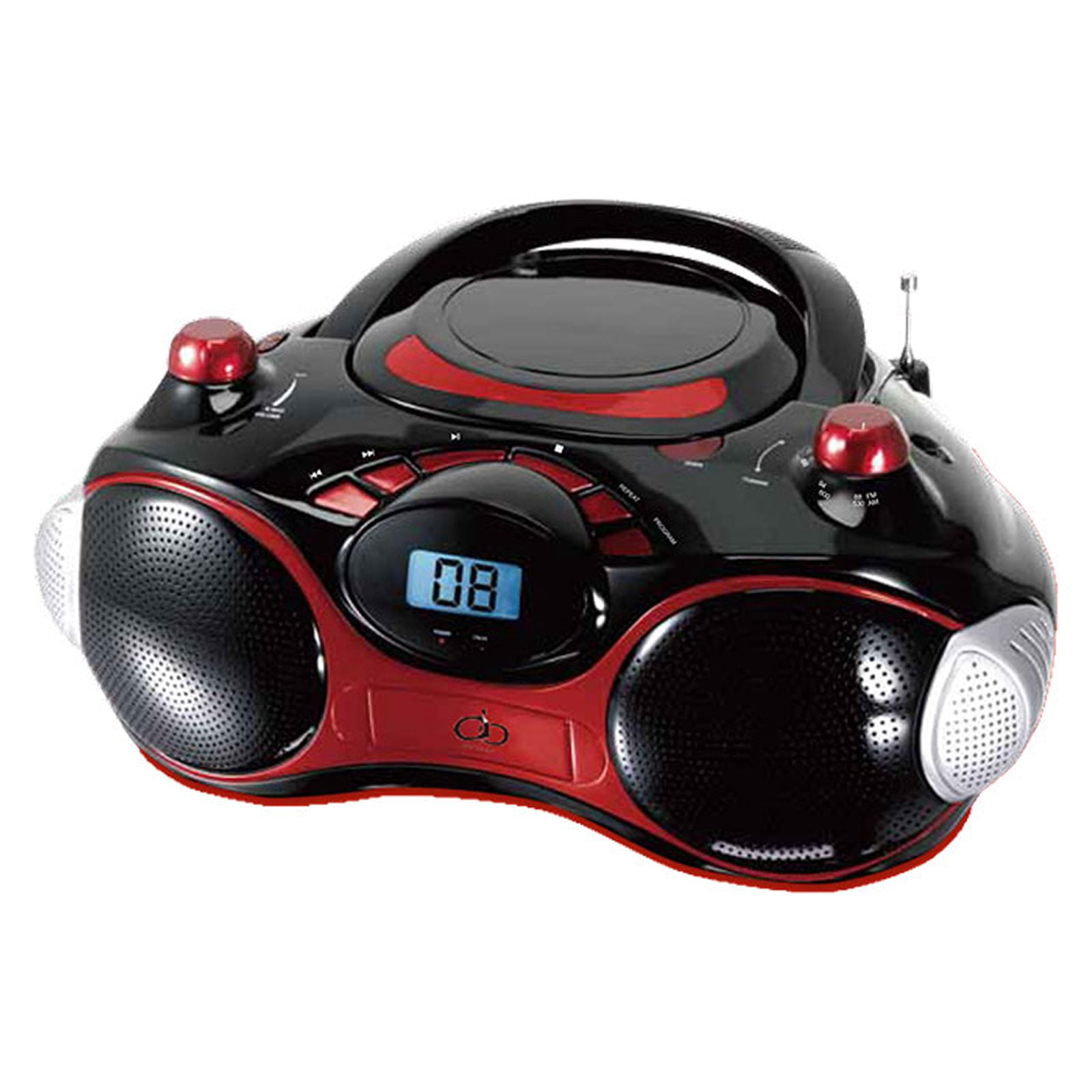 PPGPortable Dynamic CD Boombox in Black and Red - Walmart.com