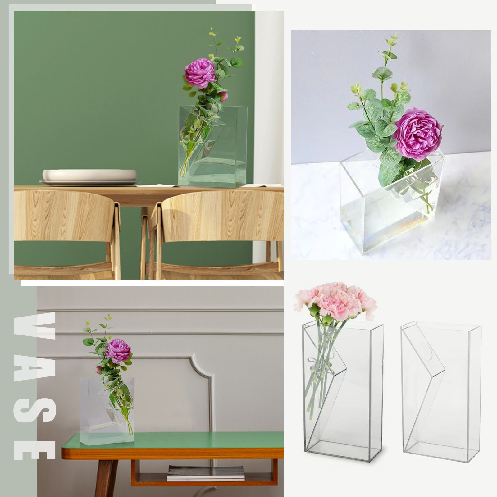 PPHHD Acrylic Flower Vase Clear Acrylic Vase Floral Arrangement For