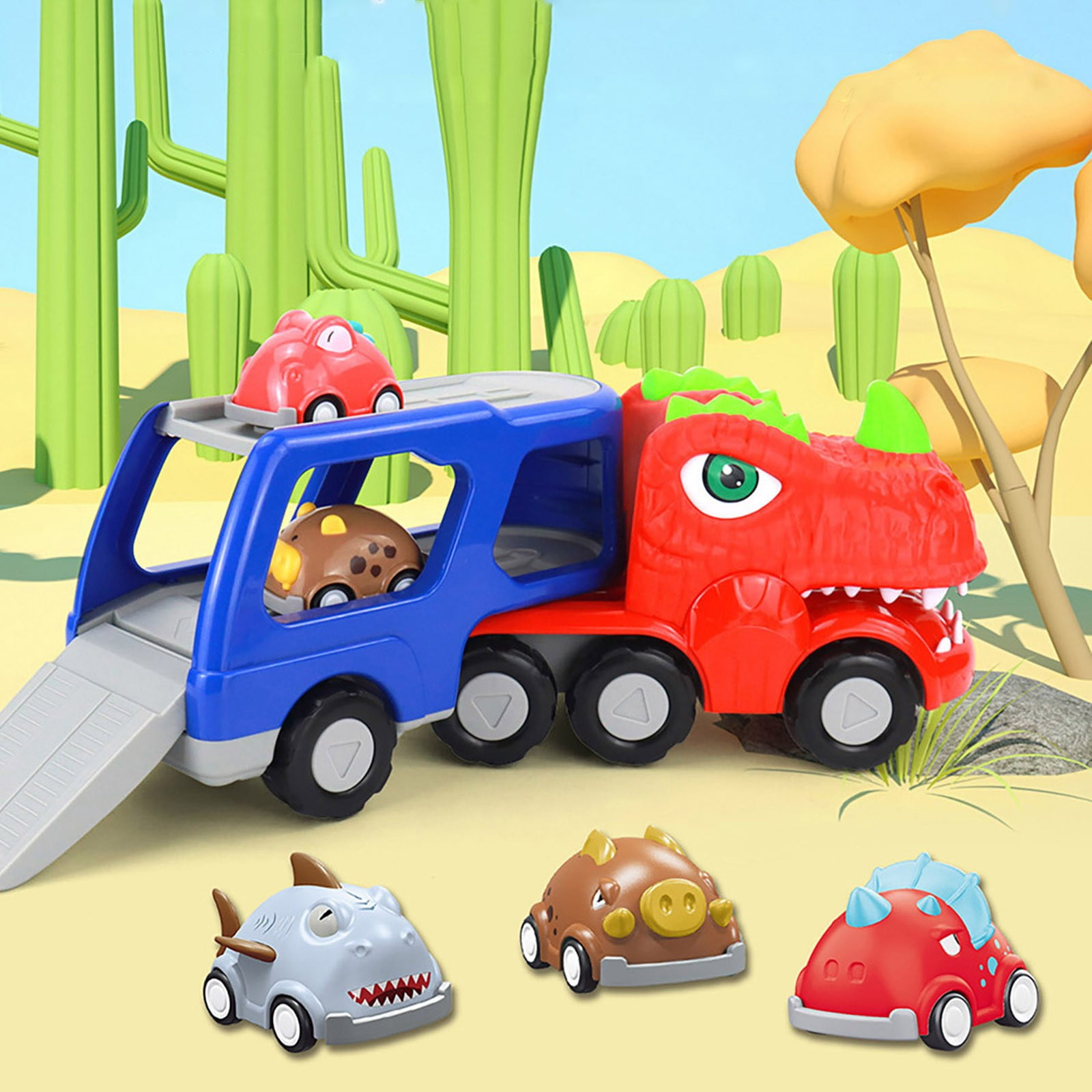 PPHHD Dinosaur Toy Truck Double Dinosaur Car Truck Musical With