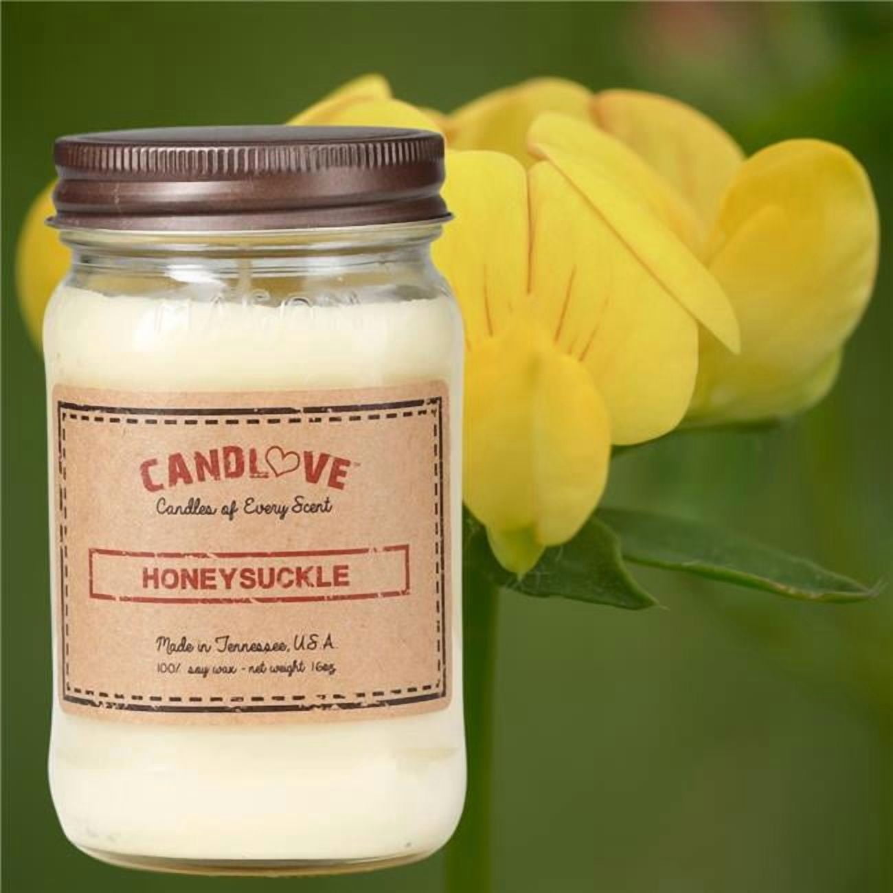 PPI SUPPLIES Honey-S-C Candlove Honey Suckle Scented Candle - Non-Toxic 100% Soy Candle - Handmade & Hand Poured Long Burning Candle - Highly Scented All Natural Clean Burning Candle (16 OZ Mason Jar)