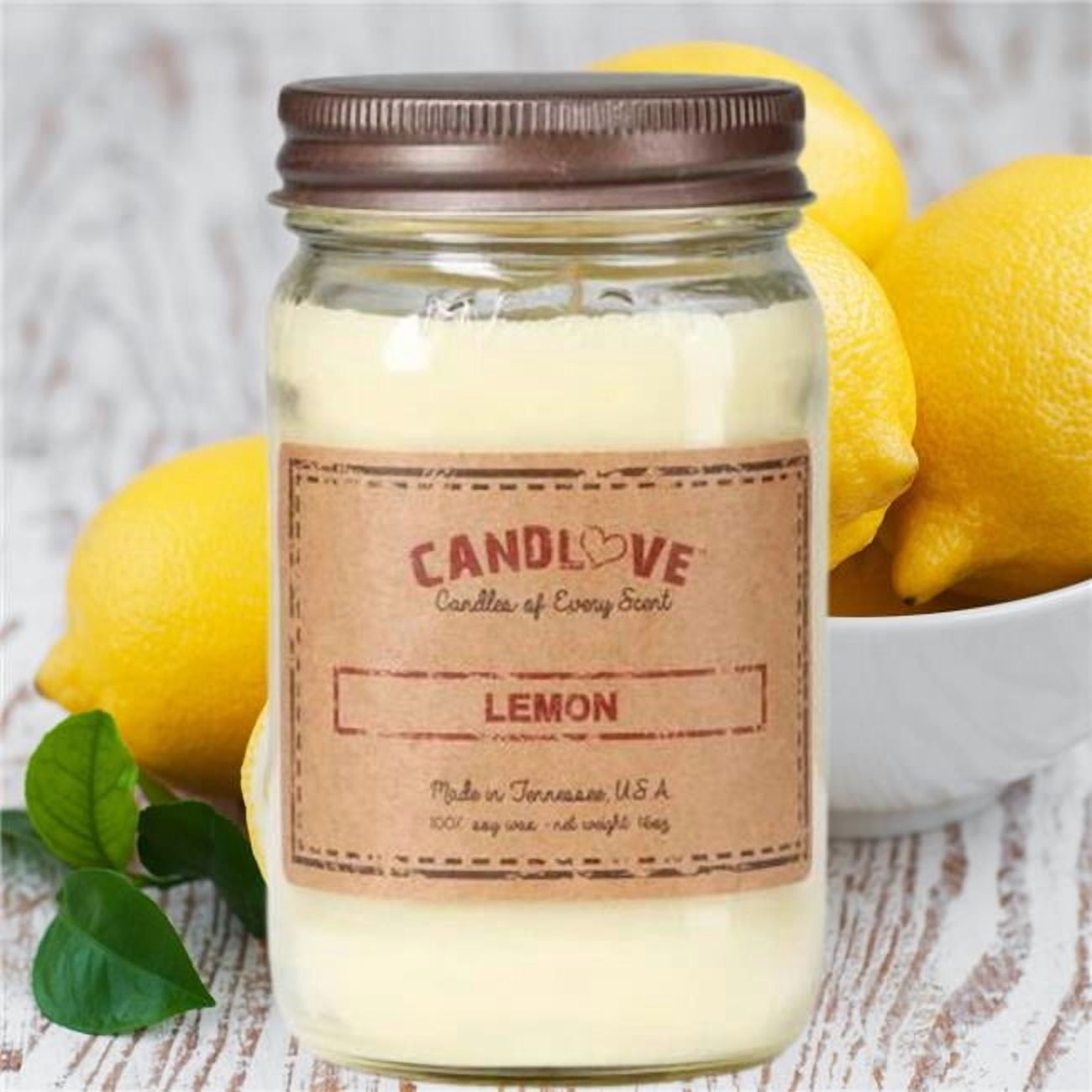 PPI SUPPLIES Lemon-C Candlove Lemon Scented Candle - Non-Toxic 100% Soy Candle - Handmade & Hand Poured Long Burning Candle - Highly Scented All Natural Clean Burning Candle (16 OZ Mason Jar) Made in