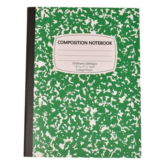 PPKVUFD 1 Pack Composition Notebook Wide Ruled, 200 Pages (100 Sheets), 9-3/4x7-1/2 Inch, Notebooks for Work, Green Marble Covers Composition Books (Style9-Green)