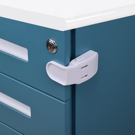 PPKVUFD 1 Pack Drawer Locks Proofing, Proof Cabinet Locks Safety Botton Lock For Drawers Side Furniture Latches Corner Edges (White)