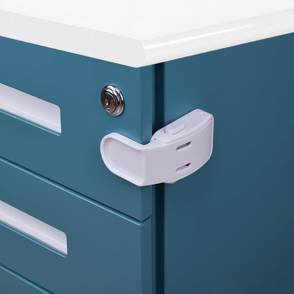 PPKVUFD 1 Pack Drawer Locks Proofing, Proof Cabinet Locks Safety Botton Lock For Drawers Side Furniture Latches Corner Edges (White)