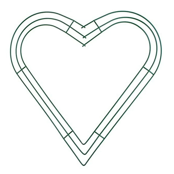 PPKVUFD 1-Pack Heart Shaped Wire Wreath Frame – Heart Metal Wreath Form with Ring Design for DIY Crafts, Floral Projects, and Home Decor – Green Wire Frame for Christmas Holiday & Weddings