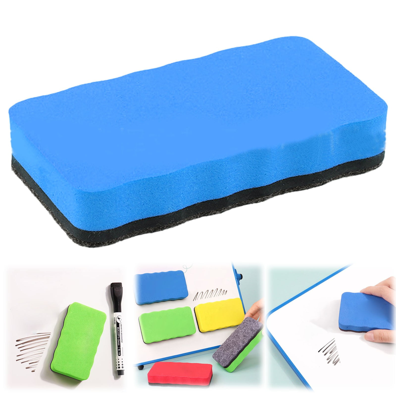 4-piece whiteboard eraser, magnetic absorbable, washable flannel, dry erasers, for school, home office, all dry erasable boards, cleaning pens