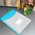 thumbnail image 1 of PPKVUFD 1 Pc Plastic Envelopes Binder Pocket 11 Holes Expandable Binder Folders for 2/3/4 Ring Document Pouch with Snap Button & Label Loose-Leaf Transparent for Home Office (Blue), 1 of 9