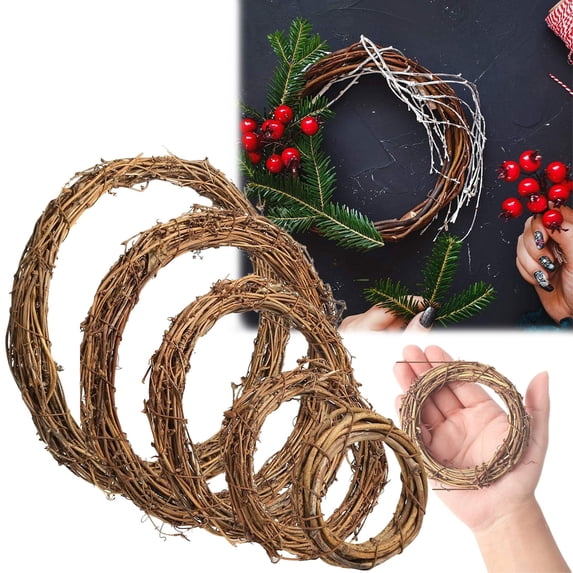 PPKVUFD 1 Pcs 16 Inch Natural Grapevine Wreaths, Vine Branch Wreath, Rattan Wreath for DIY Christmas Craft, Front Door Wall Hanging, Wedding and Party Decors