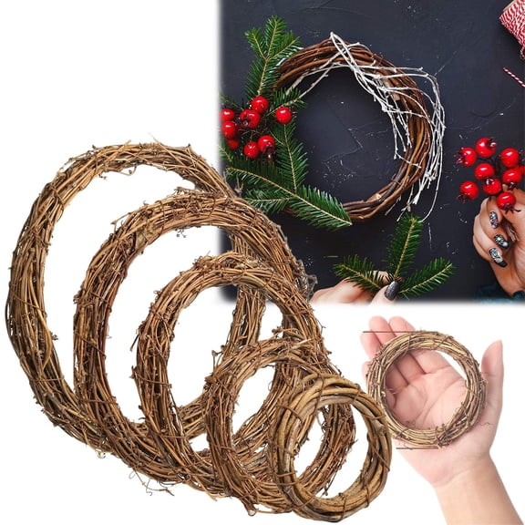 PPKVUFD 1 Pcs 16 Inch Natural Grapevine Wreaths, Vine Branch Wreath, Rattan Wreath for DIY Christmas Craft, Front Door Wall Hanging, Wedding and Party Decors
