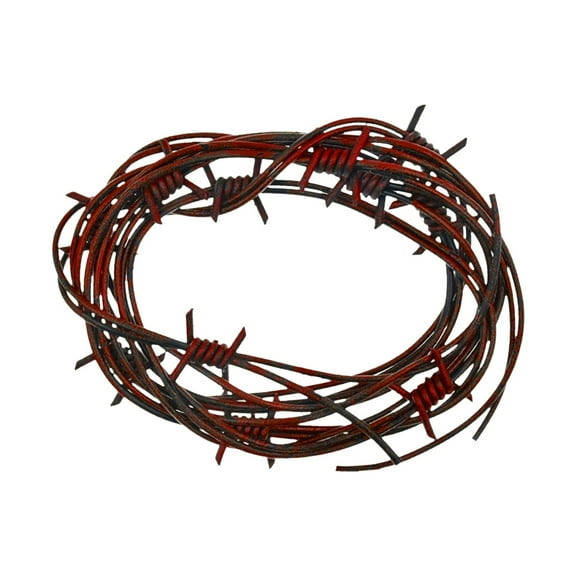 PPKVUFD 1 Pcs 8.2 Foot Fake Rusted Barbed Wire Decoration Halloween Plastic Faux Barb Wire Prop Western Decor for Cowboy Christmas Party
