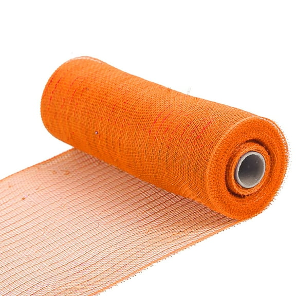 PPKVUFD 1 Pcs Orange Deco Mesh Ribbon Rolls 10 Inch 10 Yards(30 ft) Decorative Mesh Fabric with Foil for Wreaths Christmas Tree Ribbon Door DIY Craft Halloween Decor Wedding Party Supplies