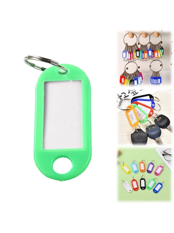 1 Pcs Plastic Key Tags, 10 Assorted Colors Options Key Keychain Tags with Labels, Key Chain Label Tags Identifiers ID Tags with Split Ring (Green)
