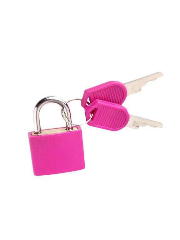 1 Pcs Suitcase Locks with Keys Pink Mini Keyed Padlock Metal Padlock Luggage Padlocks Plastic-Covered Copper Keyed Padlock for Suitcase, Backpack, Boxes, Laptop Bag