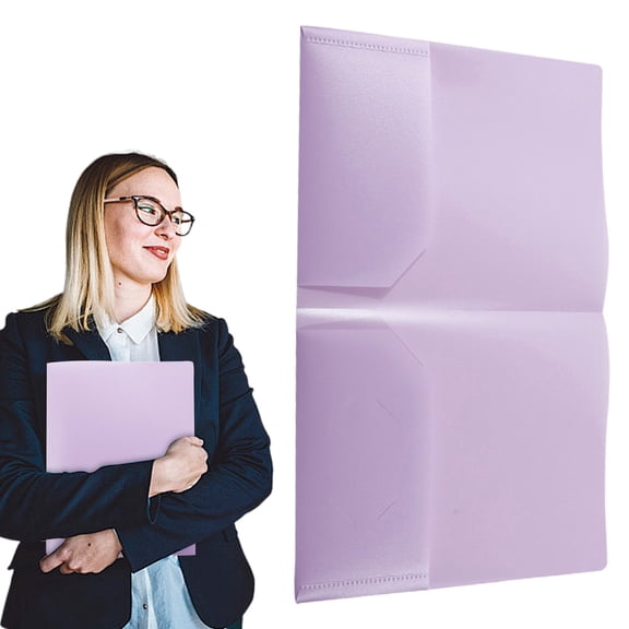 PPKVUFD 1 Pcs Two Pocket File Folders with Business Card Slot, Plastic Folders with Pockets, Letter Size, Holds 100 Plus Sheets for S-chool, Office, Business