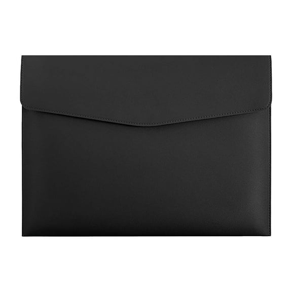 PPKVUFD 1 Piece PU Leather File Folders A4 Document Holder File Envelope Waterproof Portfolio Filing File Organizer for Letter Size with Snap Button Closure for Receipt Contract (Type12-Black)