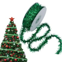 PPKVUFD 1 Rolls 30FT Christmas Tinsel Ribbon Metallic Wire Garland Tinsel Wire Garland Metallic Glitter Ribbon for Christmas Wedding Birthday Party (Green)