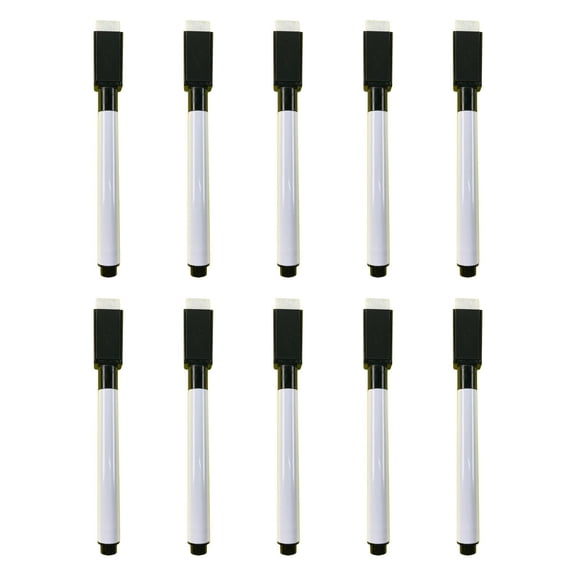PPKVUFD 10 Pcs White Dry Erase Markers Magnetic Dry Erase Marker with Eraser Cap Mini Dry Erase Markers for Whiteboard